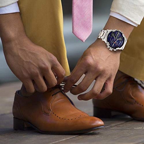 N/P Reloj Inteligente, Reloj para Hombre con Correa de Acero Inoxidable, Reloj de Tendencia Impermeable con Esfera Grande y Personalidad con Cierre de Broche y Correa estándar para Hombre