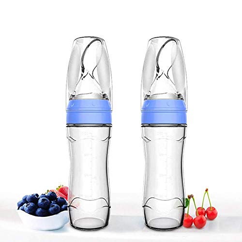 Nrpfell Cuchara Dispensadora de Alimentos para BebéS de Silicona de 2 Piezas (120 Ml, perfecto para BebéS de 4 Meses) - Exprimidor con Cuchara- BiberóN de Cuchara de Bebé Alimentador
