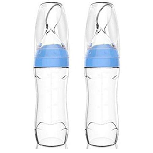 Nrpfell Cuchara Dispensadora de Alimentos para BebéS de Silicona de 2 Piezas (120 Ml, perfecto para BebéS de 4 Meses) - Exprimidor con Cuchara- BiberóN de Cuchara de Bebé Alimentador