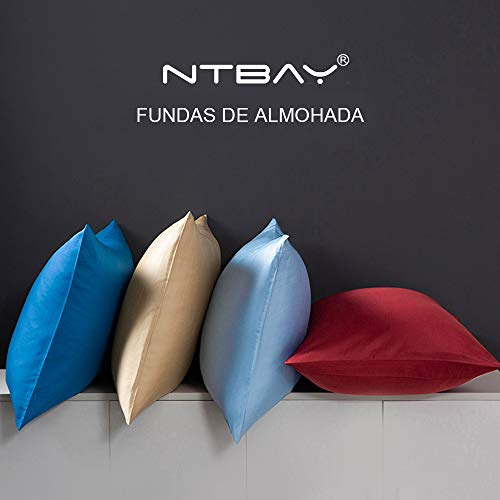 NTBAY Fundas de Almohada de Microfibra, Paquete de 2 Fundas de Almohada con Cierre Suave Antiarrugas y Resistente a Las Manchas, 50x90 cm, Blanco