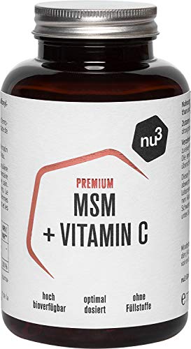 nu3 MSM Premium – Azufre orgánico puro - 120 cápsulas - Metilsulfonilmetano sin estearato de magnesio - 1000 mg de MSM + 80 mg de vitamina C por dosis – antiinflamatorio y desintoxicante natural