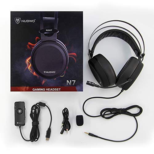 NUBWO 7.1 Surround Sound Gaming PC Casco Xbox One Estéreo Micrófono con Cancelación del Ruido, Audífonos con Control de Volumen Interruptor Mudo para PC/MAC/PS4/Xbox 1