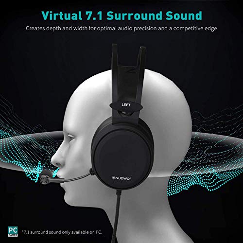 NUBWO 7.1 Surround Sound Gaming PC Casco Xbox One Estéreo Micrófono con Cancelación del Ruido, Audífonos con Control de Volumen Interruptor Mudo para PC/MAC/PS4/Xbox 1