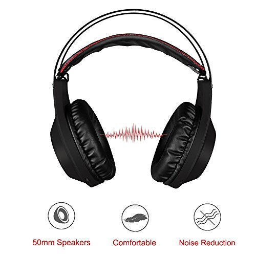 NUBWO Auriculares de Juego, N2 Estéreo de PC con Cable Juego de Auriculares Ruido Cancelación de Micrófono, Auriculares de Oreja para PC, Mac, Playstation 4, Xbox One, Android y iPhone-Negro