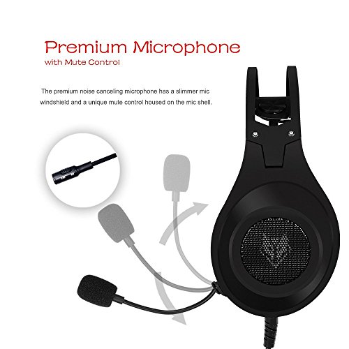 NUBWO Auriculares de Juego, N2 Estéreo de PC con Cable Juego de Auriculares Ruido Cancelación de Micrófono, Auriculares de Oreja para PC, Mac, Playstation 4, Xbox One, Android y iPhone-Negro