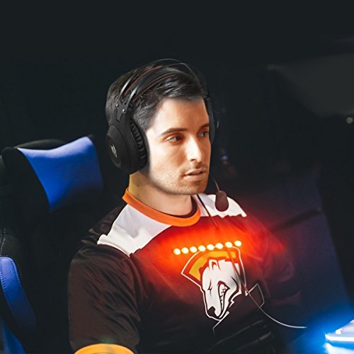 NUBWO Auriculares de Juego, N2 Estéreo de PC con Cable Juego de Auriculares Ruido Cancelación de Micrófono, Auriculares de Oreja para PC, Mac, Playstation 4, Xbox One, Android y iPhone-Negro