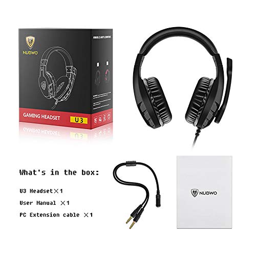 NUBWO Auriculares Gaming para PS4, Cascos Gaming con Micrófono Reducción de Ruido Estéreo Gaming Headset con 3.5mm Jack y Control de Silencio para PC, Xbox One, Nintendo Switch -Negro