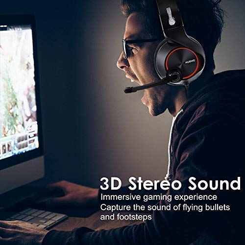 NUBWO Gaming PS4 Casco, N11 Xbox One Estéreo Micrófono con Cancelación del Ruido, Audífonos con Control de Volumen Interruptor Mudo para PC/MAC/PS4/Xbox 1— Rojo