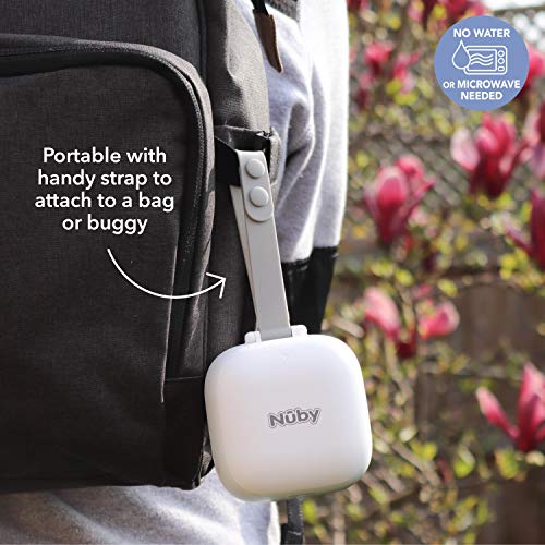 Nuby  -Promo Pack: Esterilizador Portátil de UV para Chupetes + 1 Chupete Incluido, Blanco