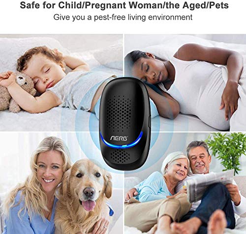 [NUEVO] Aerb Repelente Ultrasónico de Plagas, Mosquitos Ultrasónicos portátiles de 10 W, 100% seguro para personas y animales, para ratones, pulgas, mosquitos, cucarachas, hormigas, arañas [No Tóxico]
