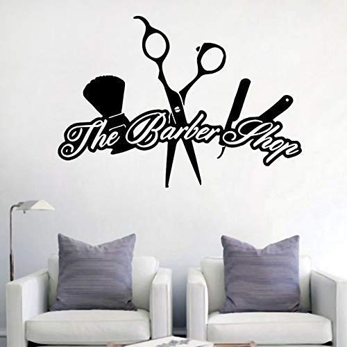 Nuevo Listado Barber Shop Creativo Pegatinas De Pared Herramientas De Peluquería Pegatinas Decoración De Pared Impermeable Vinilo Removible Pared 34.8 X 49.2Cm