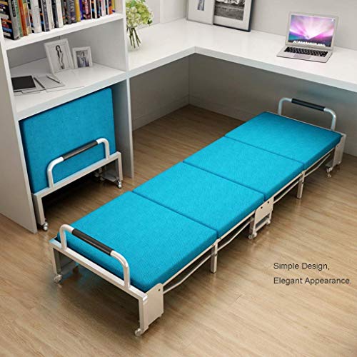 Nuevo Ministerio del Interior Silla Cama Almuerzo portátil Simple Casa de Refuerzo y Duradero Cama económico Lino Plegable (Color : Blue, Size : 70cm)
