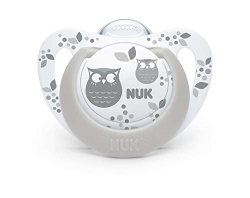 NUK 10175215 Genius Color - Chupete de silicona (0-6 meses, 2 unidades), color rosa y gris