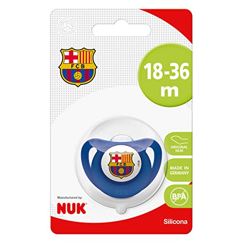 NUK Genius, Chupete del Barça para Bebé de Silicona con Tetina Anatómica en Forma de Pezón Materno. Producto Oficial. Color Azul. 18 a 36 Meses.