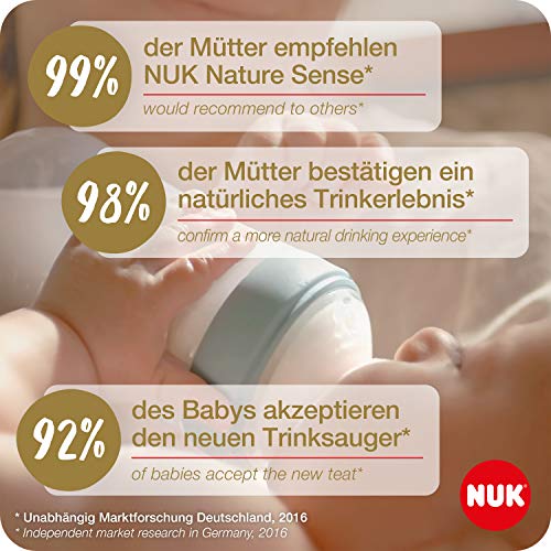 NUK Nature Sense Set de Incio para Bebés | 150ml y 260ml Biberones y Chupete | 6+ meses | 3 unidades