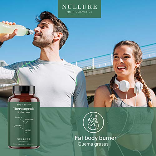 Nullure Potente Quemagrasas Termogénico Natural para adelgazar y perder peso de forma natural - Garcinia Cambogia + Té verde + Bromelanina + Glucomanano + Raíz de achicoria