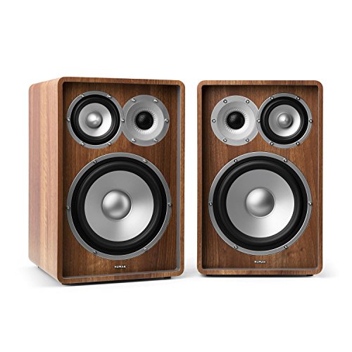 Numan Retrospective 1978 MKII Altavoces HiFi de estantería de 3 vías (2x160W Potencia máxima, subwoofer de 8", altovoz de Medios y Agudos, Home Cinema) - Nogal