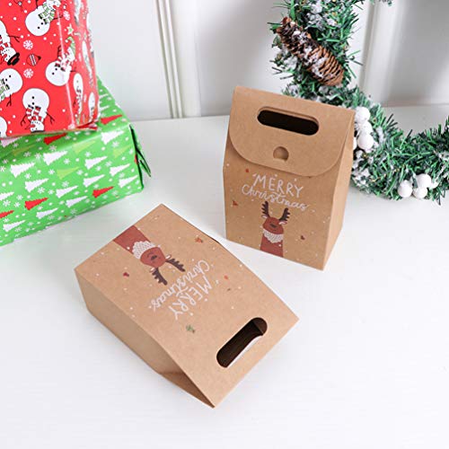 NUOBESTY 12pcs Navidad Candy Bolsas Bolsa Dibujos Animados Kraft Bolsa de Regalo para Navidad decoración de Regalos de Fiesta navideña (Estilo Aleatorio)
