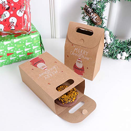 NUOBESTY 12pcs Navidad Candy Bolsas Bolsa Dibujos Animados Kraft Bolsa de Regalo para Navidad decoración de Regalos de Fiesta navideña (Estilo Aleatorio)