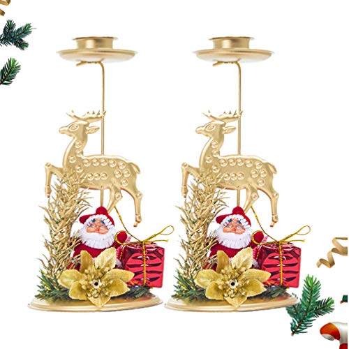 NUOBESTY Juego de 2 Velas de Navidad con Adornos de Velas de Alce para Decoraciones de Mesa de Comedor