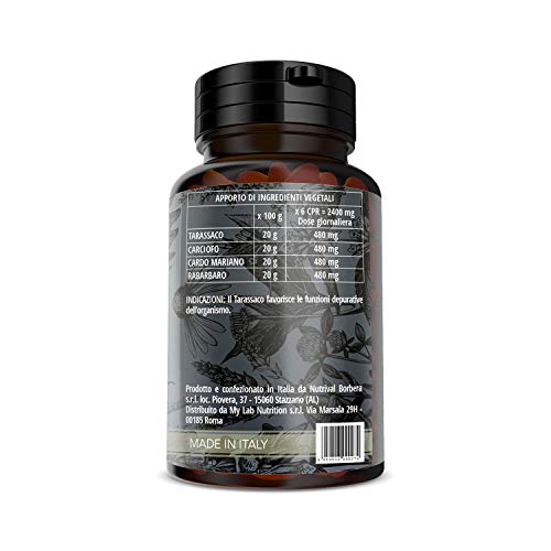 NUTRACLE - 100 tabletas FEGADEP de 400 mg Para purificar y desintoxicar el hígado y el tracto biliar - Acción diurética y hepatoprotectora - Con diente de león, alcachofa, Cardo Mariano y ruibarbo