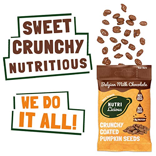Nutrilicious Semillas de Calabaza de Chocolate con Leche - Keto, Ricas en Proteínas Bajos en Carbohidratos, Menos Azúcar, Ricas en Fibras, Sin Edulcorante (12 x 30g)
