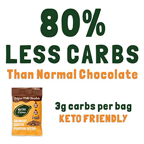 Nutrilicious Semillas de Calabaza de Chocolate con Leche - Keto, Ricas en Proteínas Bajos en Carbohidratos, Menos Azúcar, Ricas en Fibras, Sin Edulcorante (12 x 30g)