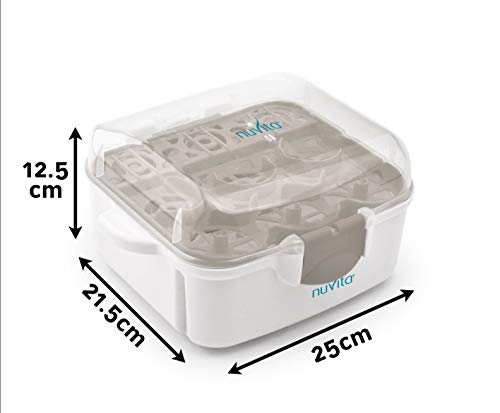 Nuvita 1085 Esterilizador Biberon Microondas – Ultra Compacto Cabe TODOS Microondas (25cm long) – Compartimiento Para Chupetes y Accesorios Bebe - Asas Anti-Quemaduras – Sin BPA – Marca EU