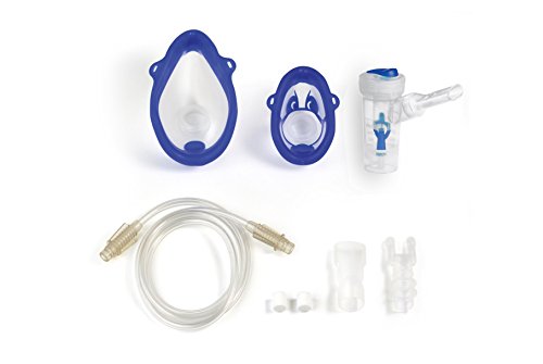 Nuvita 5020A Inhalador Nebulizador Portátil Compacto Aerosol a Pistón - Compatible con Medicamentos Oleosos - 1 Máscaras Adultos 1 Niños - Ultra Silencioso - Libre de BPA y Ftalatos – Diseño Italiano