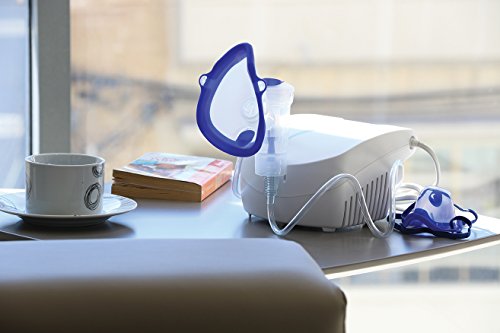 Nuvita 5020A Inhalador Nebulizador Portátil Compacto Aerosol a Pistón - Compatible con Medicamentos Oleosos - 1 Máscaras Adultos 1 Niños - Ultra Silencioso - Libre de BPA y Ftalatos – Diseño Italiano