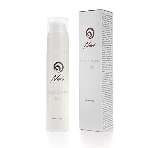 Nuvo' crema facial con baba de caracol H24 con ácido hialurónico Aloe Colágeno marino Células de kiwi frescas Hidratante regenerador antiarrugas Ideal para todas las edades 100% Made in Italy 50ml
