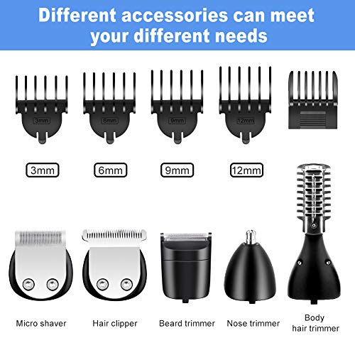 NWOUIIAY Cortapelos Hombre 10en1 Multifuncional Máquina de Cortar Pelo Impermeable Afeitadora Eléctrico para Hombres Cortapelos Nariz y Oreja Carga Rápida para Pelo Nariz Oreja Ceja Barba Vello