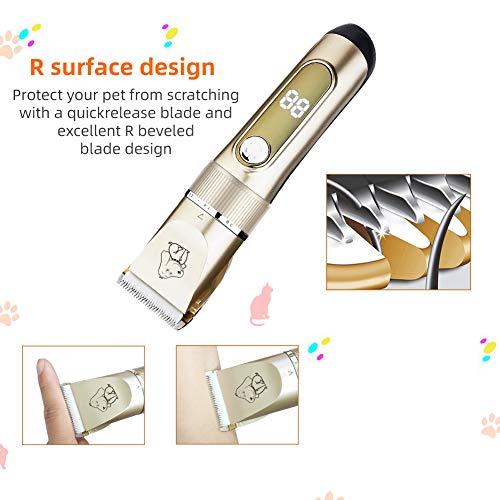 NWOUIIAY Cortapelos para Mascotas IPX7 Impermeable Todo el Cuerpo Lavable Maquinillas Perros Inalámbrico Recargable para Perros y Gatos con 6 Peines Guía