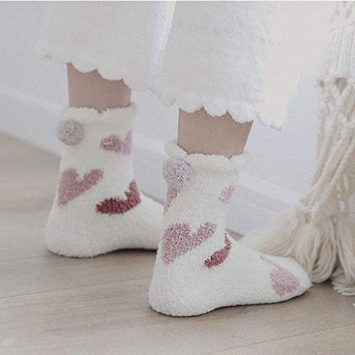 NYKK Algodón Calcetines 3 Paquete de Invierno de Las Mujeres Super Suave Caliente acogedora borrosa Caliente Deslizador Acogedor Calcetines Cama for, Amor modelada Anti Slip Calcetines OC