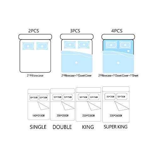 NYLIN Fundas Nórdicas Vida Marina Juego De Ropa De Cama Pez Pequeño Azul Lindo Niño Colcha 2/3/4PCS Fundas De Edredón Nórdico/Almohada/Sábanas,Para Cama 90/135/150/180 (200×200cm-Cama 135/140-3PCS,03)