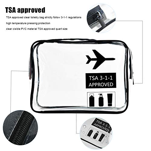 O-Kinee Neceser Transparente, Kit Viaje Avion, Transporte de Líquidos en Avión, Bolsa Aseo Claro, Bolsa de Cosméticos Impermeable para Hombre y Mujer Negro