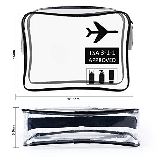 O-Kinee Neceser Transparente, Kit Viaje Avion, Transporte de Líquidos en Avión, Bolsa Aseo Claro, Bolsa de Cosméticos Impermeable para Hombre y Mujer Negro