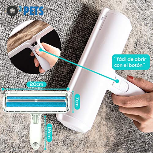 O³ Cepillo Quitapelos Mascotas con 2 Guantes para Quitar Pelo Mascotas – Quita Pelos Gato y Quita Pelos Perro - Quitapelos y Rodillos para Mascotas - Removedor de Pelaje