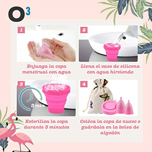 O³ Copa Menstrual Ecológica 2 Unidades - S & L - Con Esterilizador Copa Menstrual - Entrega RÁPIDA desde España - Copas Menstruales Con Bolsa de Almacenamiento
