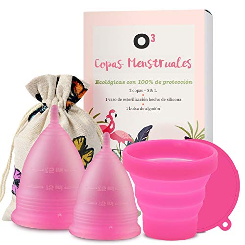 O³ Copa Menstrual Ecológica 2 Unidades - S & L - Con Esterilizador Copa Menstrual - Entrega RÁPIDA desde España - Copas Menstruales Con Bolsa de Almacenamiento