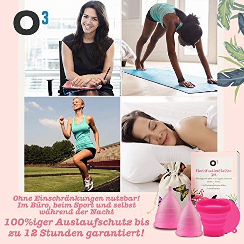 O³ Copa Menstrual - Juego De 2: Talla S Y L - Copa Menstrual Con Esterilizador Y Bolsa De Transporte - Copas Menstruales Ecológicas