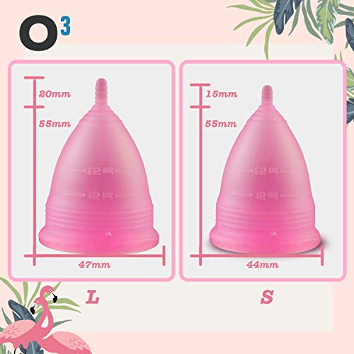 O³ Copa Menstrual - Juego De 2: Talla S Y L - Copa Menstrual Con Esterilizador Y Bolsa De Transporte - Copas Menstruales Ecológicas