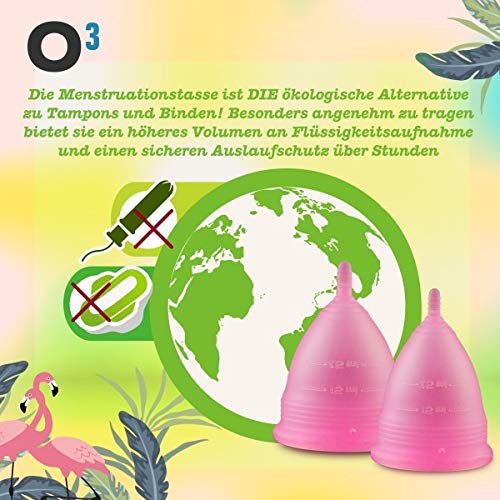 O³ Copa Menstrual - Juego De 2: Talla S Y L - Copa Menstrual Con Esterilizador Y Bolsa De Transporte - Copas Menstruales Ecológicas