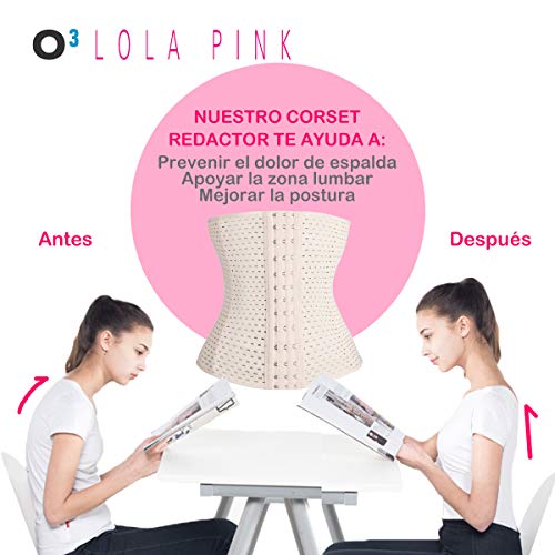 O³ Corset Reductor Adelgazante Mujer – Tallas S – XXXL | Fajas Reductoras Adelgazantes para Body Mujer Lola Pink– Fajas Colombianas Cómodas y Ligeras – Blanco XL/42