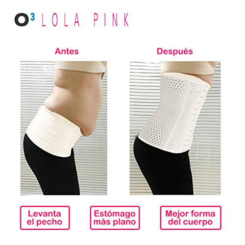 O³ Corset Reductor Adelgazante Mujer – Tallas S – XXXL | Fajas Reductoras Adelgazantes para Body Mujer Lola Pink– Fajas Colombianas Cómodas y Ligeras – Blanco XL/42