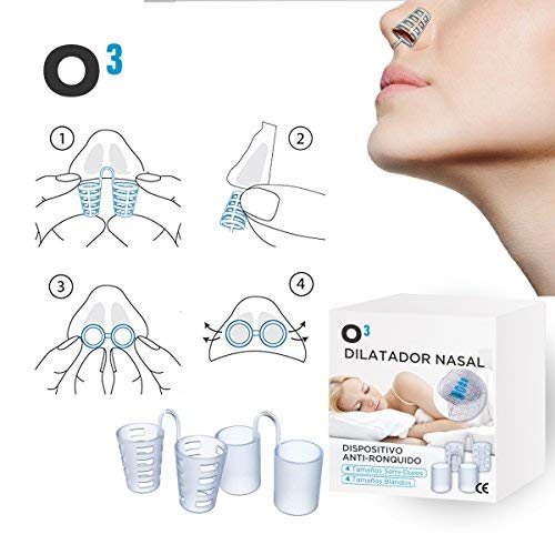 O³ Dilatador Nasal - 8 Antironquidos Nasal - 100% sin BPA - Remedio contra el Ronquido - Para mejorar la apnea del sueño y la respiración nasal