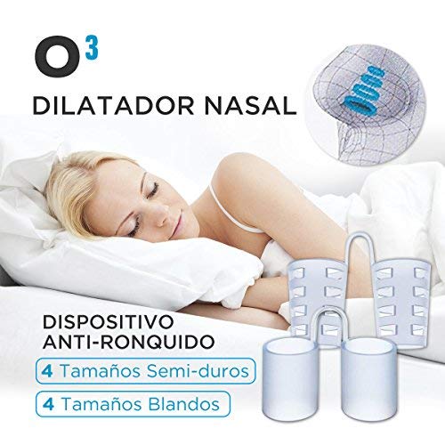 O³ Dilatador Nasal - 8 Antironquidos Nasal - 100% sin BPA - Remedio contra el Ronquido - Para mejorar la apnea del sueño y la respiración nasal