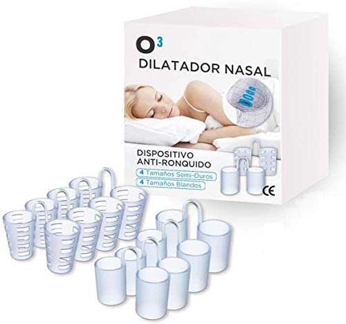 O³ Dilatador Nasal - 8 Antironquidos Nasal - 100% sin BPA - Remedio contra el Ronquido - Para mejorar la apnea del sueño y la respiración nasal