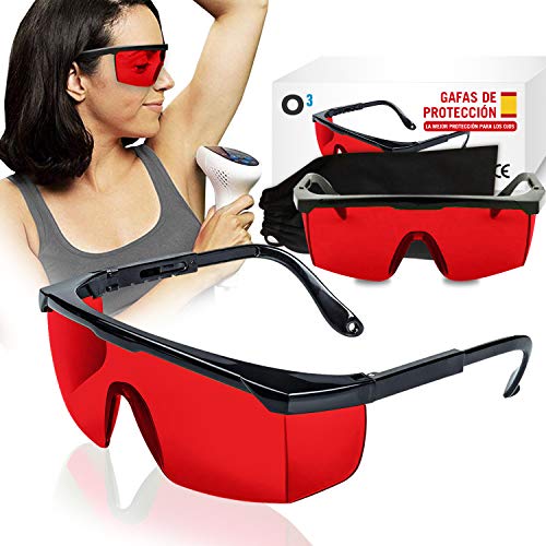 O³ Gafas Laser Depilación - Gafas de protección para depilación HPL/IPL/Luz Pulsada Con Funda - Gafas De Seguridad Para Protección de Ojo 1 Color Rojo