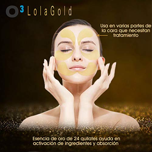 O³ Lola Gold Parches Ojos De Colageno – 60 Parches Antiojeras Hombre y Mujer Con Esencia De Oro Activo – Hidratación – Antiarrugas – Antiedad - Relajación | Contra Bolsas – Ojeras - Hinchazón
